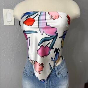 New Rotate Birger Christensen Bandana 4 / S Satin Strapless Handkerchief